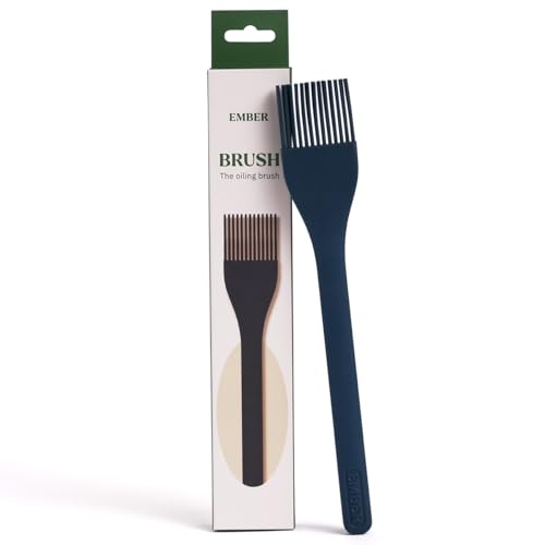 Image of Ember Cookware Silicone Oil & Basting Brush 21 cm | 230C Heat Resistant | Platinum Grade Silicone | Food Safe Pastry Brush | Easy to Clean Bristles | Non Absorbent | Blue