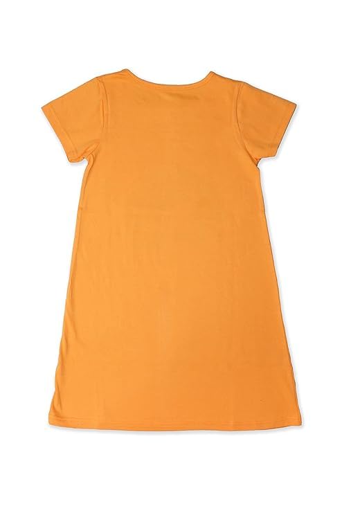 Image of Clotth Theory Girls Cotton Nightdress | Knee Length Nighty | Round Neck Short Sleeve Soft Sleepwear