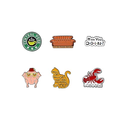 6PCS Enamel Pins Set,Enamel Pins for Backpacks,Friends Show Lapel Pins,Cute Pins for Jackets Sweater Hats Bags,Enamel Pin TV Show Brooch Pins DIY Decoration