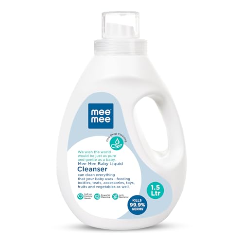 Image of Mee Mee Liquid Cleanser 1.5 L | Anti-Bacterial Formula Kills 99.9% Germs | For Bottles, Nipples, Accessories, Toys, Fruits & Vegetables | Alcohol-Free, One-Drop Cleaning, Dermatologically Tested