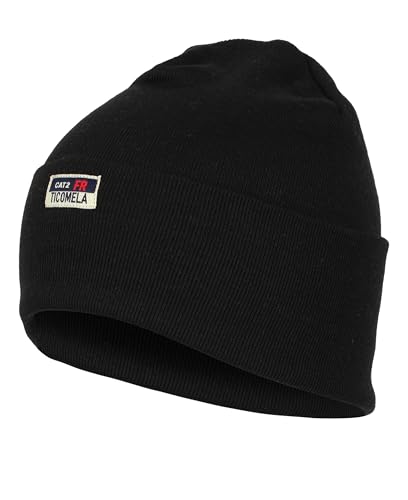 TICOMELA FR Beanie Hat Flame Resistant Welding Skull Cap Modacrylic Cotton NFPA2112 CAT2 Arc Rated Work Safety Cover One Size Black