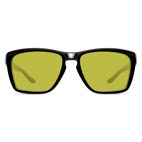 Image of BNUS Polarized Corning Glass Lens Fishing Sunglasses Men Yellow Low Light | 30% VLT High-Contrast Amber Yellow Lens, Brightens Low Light, for Dawn Dusk Cloudy Days, Color-Friendly