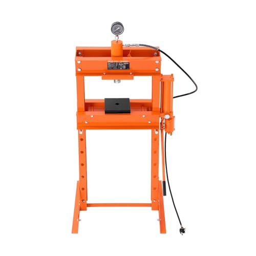 VEVOR Hydraulic Shop Press, 30 T H-Frame Pneumatic Shop Press with Press Plate & Triangular Support, Stable Garage Floor Adjustable Hydraulic Press with Relief Valve, Fit for Bending & Straightening