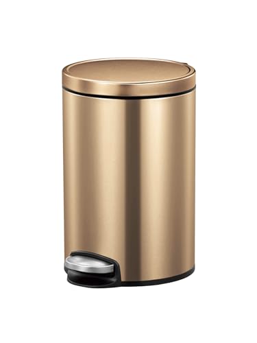 Image of Obsessions EKO Soft-Close Bathroom Trash Can - 12L Stainless Steel Pedal Bin with Lid & Liner, Elegant White Waste Basket for Home & Kitchen