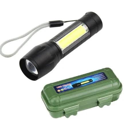 Rechargeable LED Flashlight with Side COB Work Light & Zoom, Black | USB Charging, Adjustable Zoom, Pocket-Sized Torch, Storage Case Included, Camping & Outdoor Use-image-33