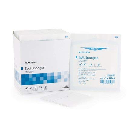 McKesson Performance Plus Gauze Drain Split Sponge 6Ply Sterile 4X4 - 2 per pack, 25 packs per box by McKesson [Beauty] by McKesson