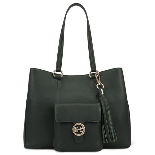 Paul Costelloe Genuine Leather Tote/Shoulder Bag for Women – Elegant, Spacious, and Versatile Handbag, SHEBELLE (DEEP FOREST - DARK GREEN)
