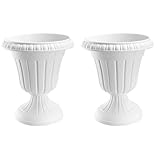 DOITOOL 2 Sets Wedding Road Lead Flower Pot Vintage Style Flower Pot Tall urn Planter Antique Flower pots Roman Plant Pot urn Garden pots Greek Planter Pot Plastic Classic White