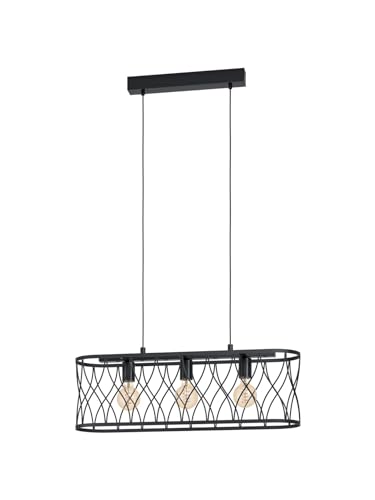 Lustre moderne vintage noir 3 lumières idéal pour sublimer vos dîners en salle à manger