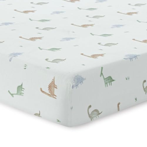 Image of Dreamology Mini Cotton Crib Sheets,100% Cotton Muslin Crib Sheets 1-Pack | Super Soft & Breathable Crib sheets Boys,Girls, Fitted for Mini Cribs, Pack and Play Sheets, 24x38 Mini Crib Sheet | Dino