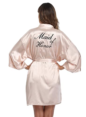 Image of Super Shopping-zone Women's Pure Bride Robes Embroidery Bridesmaid Robes Bridal Party Kimono Robe Wedding Sleepwear