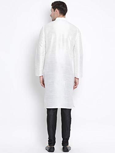 Image of VASTRAMAY VM Mens Silk Blend Kurta Pyjama Set - Classic Ethnic Attire for Timeless Style and Cultural Celebrations | Soft Comfortable Solid Full Sleeves Kurta and Churidar Pyjama Set