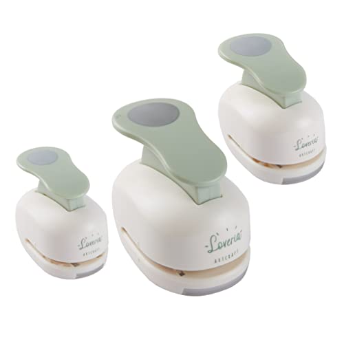 Loveria Stanzer Rund Kreisstanzer, 3er Set | Kleine & Große Kreise: 1,6cm / 2,5cm / 3,8cm | Stanzt Papier & Karton bis 250g/m² | Stabiler Stanzer für Kreise | Motivstanzer Kreis zum Basteln