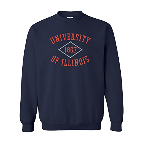 Underground Printing AW1107 - Illinois Fighting Illini Stitch Arch Crewneck Sweatshirt - Large - Navy