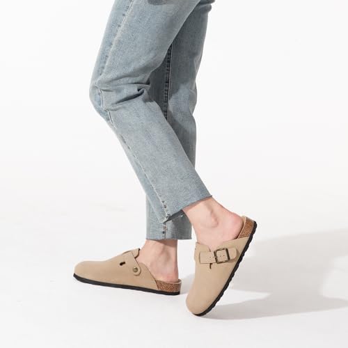 Image of Xiakolaka Women's Suede Clogs Adjustable Buckle Slip on Footbed Home Clog Slippers for Comfort Casual Daily Wear