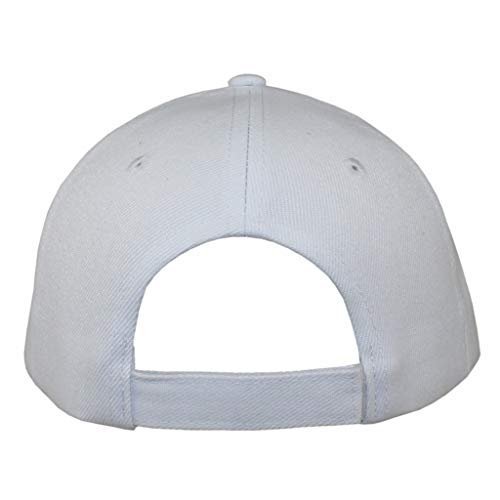 Basic Classic 100% Acrylic Plain Hat Women Unisex Adjustable Velcro Closure Baseball Cap Men (White) #TOP2