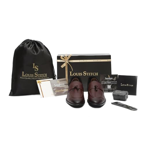 Image of LOUIS STITCH Men's Rosewood Shoes Tassel Style Comfortable Moccasins for Men (RGMCPLTA) (Size-8UK)