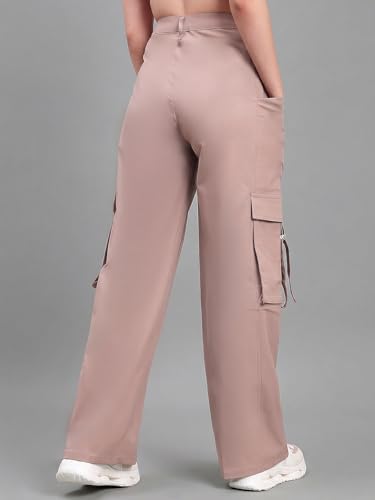 Image of GO COLORS Mostlysane Collection Polyester Cargo Pant for Women | Lightweight, Mid Rise, 4 Pockets