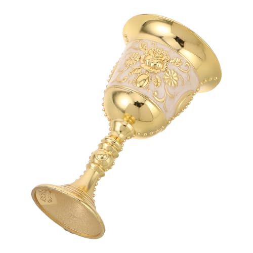 VERDANVERSE Cáliz de Vino Vintage de Metal Rosa Diseño Romántico Estilo Medieval Copa Decorativa para Bodas Aniversarios y Eventos Festivos