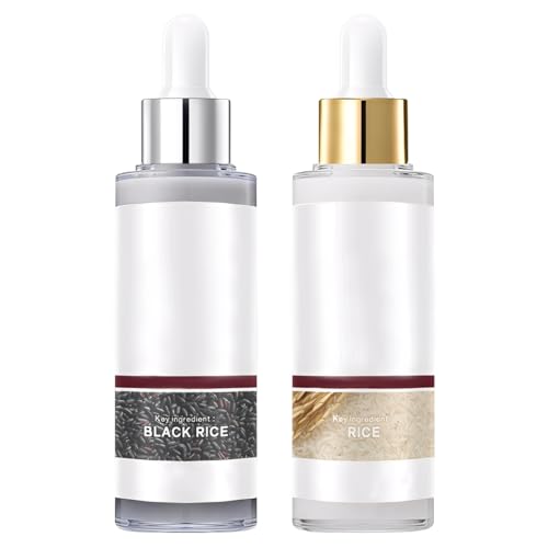 Exfoliante de Arroz Blanco y Negro, Dúo de Ampollas de Arroz, Ampolla de Arroz Blanco, Solución Exfoliante de Arroz Negro, Arroz Peeling Shot, Hidratante y Minimizador de Poros Faciales