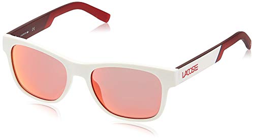 Lacoste L829SND Rectangular Sunglasses, White/Orange, 54 mm