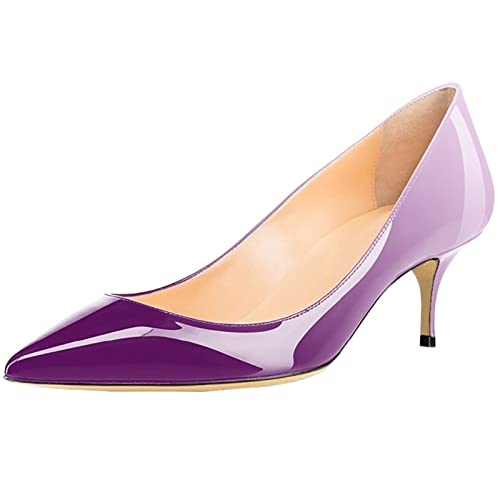 Chaussures de Bureau en Cuir Verni pour Femme à Petit Talon Chaton