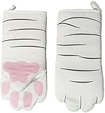 MIZZLES Oven Mitts Gloves Kitten, Quilted Cotton Lining- Cat Paw Design Heat Resistant Pot Holder...