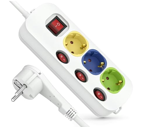 Steckdosenleiste 3-Fach，Steckdosenleiste einzeln schaltbar mit...