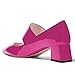 XYD Women Fashion Pointed Toe Mid Heel Mary Jane Pumps Slip on Block Flower Dressy Shoes Size 4 Fuchsia