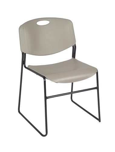 Image of Regency Kobe 84 x 24 in. Mobile T-Base Training Table- Neo Walnut, 2 Zeng Stack Chairs- Grey