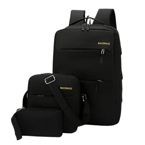 Mochila Grande Executiva Escolar e para Notebook 15.6' Poleg Kit 3 Itens + Necessaire e Estojo Unissex (Preto)