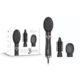 Cortex Professional Beyond Styler - 3-in-1 Hot Air Styler Brush - Hair Dryer, Volumizer, Smoothing Brush - Ionic Technology, Removable Heads - for All Hair Types (Black/Rose)
