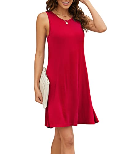 Image of Summer Dresses for Women Casual Sleeveless Swing Sundress with Pockets