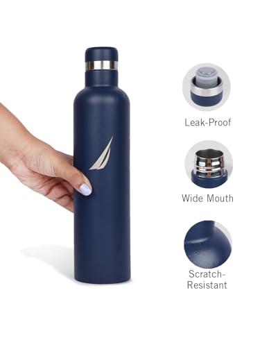 Image of NAUTICA Premium Leak-Proof Insulated Water Bottle - 1pc (Yacht)| 750ml | Stainless Steel Flask with 24 Hours Temperature Retention | Ideal for Travel, Gym, Office Use Oreo Big Solid-denimblue