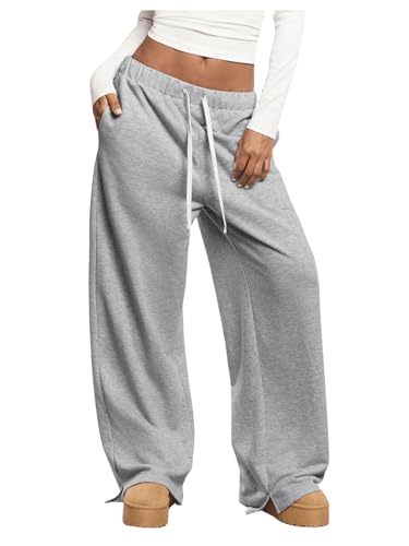 SHENHE Women's Low Rise Wide Leg Sweatpants Baggy Pants Drawstring Workout Lounge Pants with Pockets