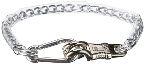 Kerbl Anbindekette, Pferdeanbindung, Pferdekette, mit Panik- und Karabinerhaken, Metall, 70cm, Turniere, Anhänger, mit Kunststoffüberzug