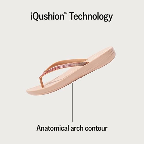 Image of FitFlop Womens iQushion Sparkle Ergonomic Flip Flops for Walking, Lightweight Waterproof Cushioned Thong Sandals for Women with Non Slip Bottom and Arch Support | Lightweight Waterproof Walking Sandals w /Cushioned Comfort & Arch Support