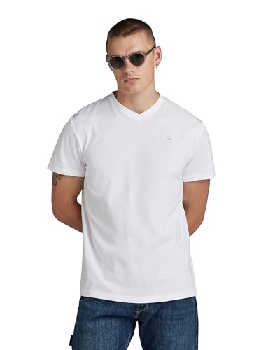 G-Star Homme T-Shirt Base-S V-Neck, Blanc (white D16412-336-110), S