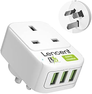 UK to Australia China Plug Adapter with 3 USB Ports, LENCENT Grounded Australian Travel Adapter for Australia New Zealand China Fiji Argentina and more (Type I)