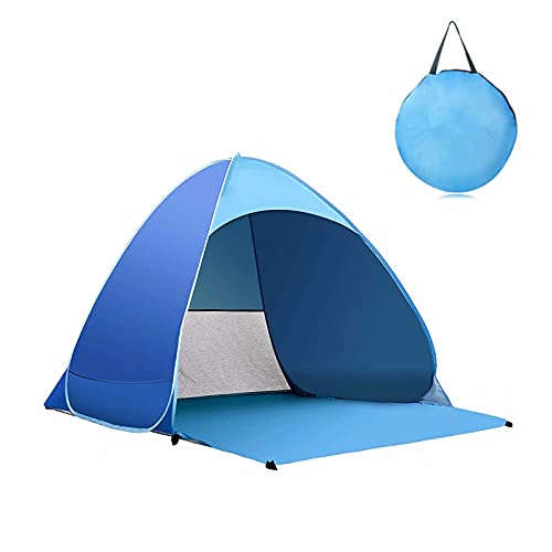 Pop Up Beach Tent for 1-3 Person, Sun Shelters Portable Tent with Stakes, UPF 50+UV Protection Rating for Family Camping Fishing Picnic