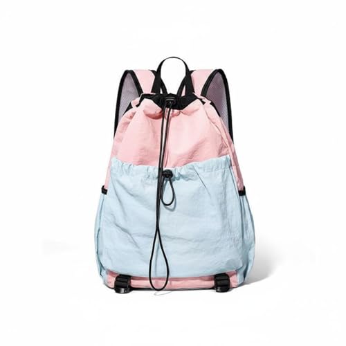 Sac à dos à cordon bicolore rose et bleu taille L avec poche avant