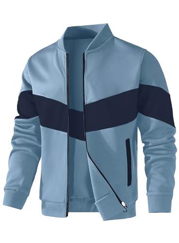 Image of HYPESTFIT Mens Lightweight Jacket Casual Bomber Jacket Color Block Varsity Coat