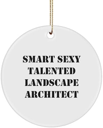Funny Smart Sexy Talented Landscape Architect Gifts from Men to Friends, Christmas Unique Circle Ornament, Inspirational Landscape Architect Decor, White Circle Shaped MDF with Sublimation image 2