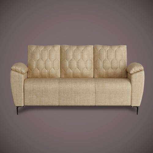 Image of Centuary Sleepables Modena Premium Sofa|Classy Quilted Suede Fabric Upholstery|Fiber-Filled Back Cushion|Wide Plush Fibrefilled Armrests|Ergonomic Lumbar Support |Warm Beige|3 Years Warranty