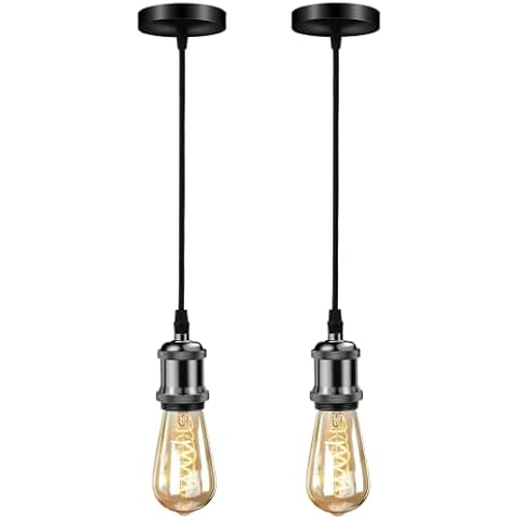 Black Pendant Light with E27 Socket Cover