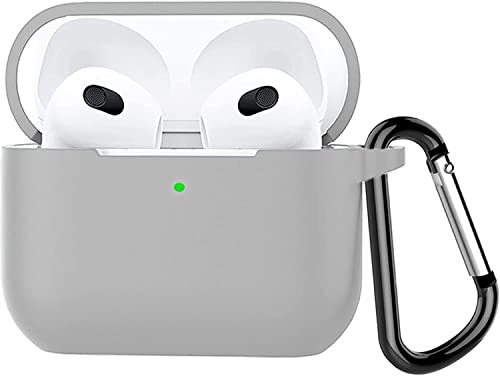 Image of Elzzi Case Compatible with AirPods 3 Full Protective Silicone AirPods 2.5mm Thickness Cover with Wireless and Wired Charging Case Supported (Front LED Visible) (Grey)