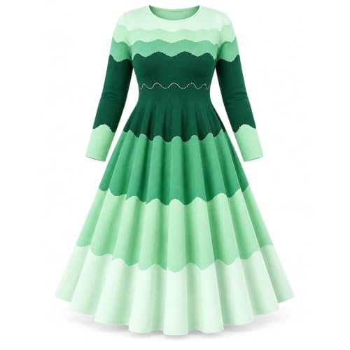 Womens Bouncy Dresses 3/4 Sleeve Flowy A-Line Church Elegance Midi Dress - image 3