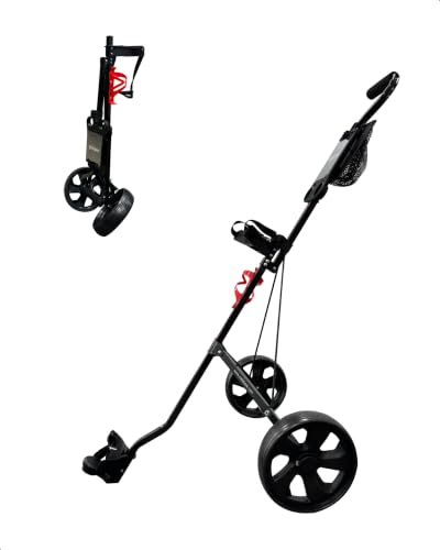 Caddytek CaddyLite 5.8 Deluxe Golf Pull Cart - Lightweight Folding 2 Wheel Golf Cart with Compact Design, Ergonomic Handle, Maintenance-Free Wheels, Mesh Net Storage, Portable and Trunk Friendly