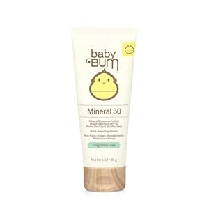 Sun Bum Baby Bum SPF 50 Sunscreen Lotion with Mineral UVA/UVB Face and Body Protection for Sensitive Skin – Fragrance Free – Travel Size – 3 FL OZ