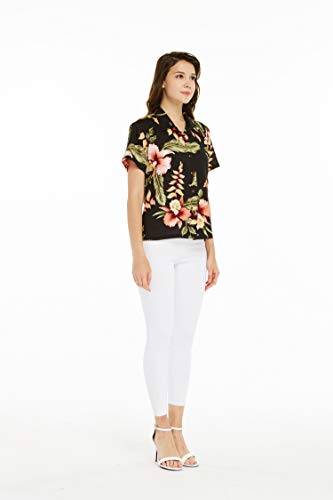 Image of Family Matching Hawaiian Clothes, Black Rafelsia | Lightweight 100% rayon • Family matching outfits • Beach vacations • Luaus • Cruises • Family photos